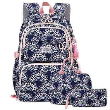 Mfikaryi Kids Girls Backpack with Lunch Box Cute Girls Bookbag for School Backpack Lunch Box Combo