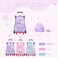 LANSHIYA 3Pcs Rolling Backpack for Girls Dream Princess Wind Bookbag with Wheels Travel Bag Trolley School Bag with Lunch Box Blue