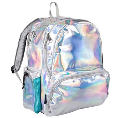 Wildkin Kids 17 Inch Backpack for Girls Elementary School Backpack with Padded Straps Multiple Pockets Lightweight Bookbag for School Travel Ages 815 Holographic