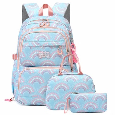 Mfikaryi Kids Girls Backpack with Lunch Box Cute Girls Bookbag for School Backpack Lunch Box Combo