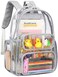 CAMTOP Clear Backpack Heavy Duty Transparent Bag See Through BookBag for Student School Work Festival Sport Travel Grey