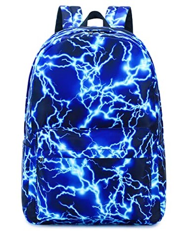 AM SeaBlue Backpack for Boy Middle School Lightning Bookbag Durable Student Teenager Sturdy Lightweight Waterproof 1Blue
