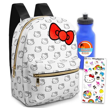Hello Kitty Mini Backpack for Girls Bundle with 10 Hello Kitty Backpack with Front Pocket Plus Stickers More Hello Kitty Backpack for Women