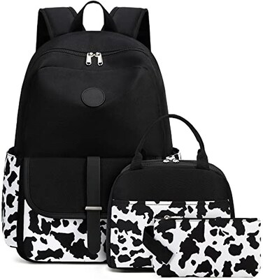 Bluboon Gils Bookbags Middle School Backpack Schoolbag for Teens Girls High SchoolCow Print 3 in 1