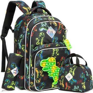 Meetbelify Boys Dinosaur Backpack for Elementary Kindergarten School Bag with Lunch Box Set Kids Backpack Set for Boys Age 68