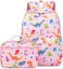 CAMTOP Kids Backpack for Girls School Bookbag with Lunch Box Set for Preschool Kindergarten Elementary ColorfulDinosaur