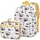 AUIVTY Excavator Backpak for Boys Preschool Backpack Lunch Box Set Toddler Boy Tractor Bookbag Small Chest Strap Children Preschool Kindergarten Backpack White Excavator