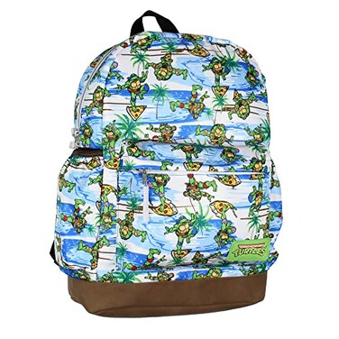 INTIMO Teenage Mutant Ninja Turtles TMNT Pizza Fun School Travel Backpack With Faux Leather Bottom 16