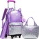 Meetbelify Cute Cat Rolling Backpack for Girls Backpacks with Wheels for Elementary Kindergarten Purple Roller Backpack on Wheels with Lunch Box Set for Girls 68