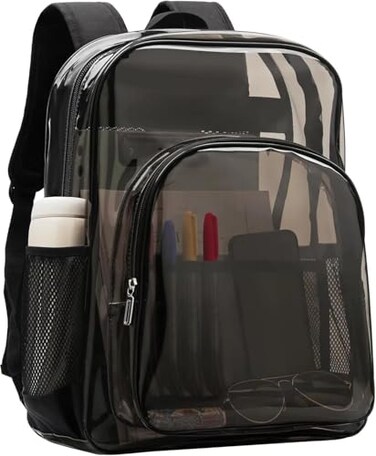 Axqcctoys TPU Clear Backpack Stadium Approved Large Clear Backpack See Through Transparent Backpacks with Reinforced Strap for Stadium Security Work Travel College Sporting Events Concert