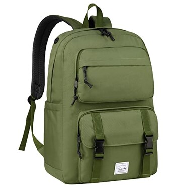 VASCHY Backpack for Men Unisex Large Fashion Schoolbag Book bag Rucksack for High SchoolCollegeWorkTravelCommuter Green
