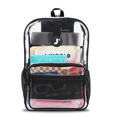 J World New York J World HeavyDuty Clear Backpack for Men Women Kids Large Transparent See Through TPU Laptop Bookbag for School Clear