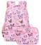 JIANYA Girls Backpack for School Elementary Kids Bookbag School Bag with Lunch Box Butterfly Pink