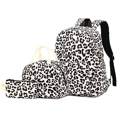 Yusudan Leopard Girls School Backpack Set Kids Teens School Bag Bookbag with Lunch Bag Pencil Bag