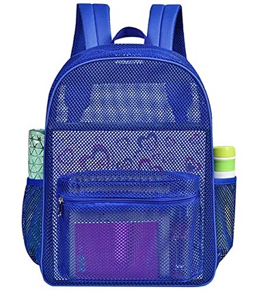 MCWTH Heavy Duty Mesh Backpack See Through School College Student Mesh Bookbag Blue