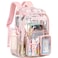 abshoo Large Clear Backpack For Girls Women School Bookbag Heavy Duty Transparent Backpack Pink