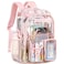 abshoo Large Clear Backpack For Girls Women School Bookbag Heavy Duty Transparent Backpack Pink