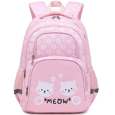 abshoo Cute Cat School Backpack For Girls Elementary Kindergarten Kids School Bag Cat Pink A