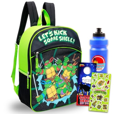 Teenage Mutant Ninja Turtles Backpack Set Bundle with 16 TMNT Backpack for Boys Water Bottle Stickers More TMNT Backpack for School