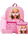 Barbie Backpack 4 Piece Set Girls School Bag Set Girls Backpack Lunch Bag Water Bottle and Pencil Case One Size Pink