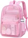 LEDAOU Mesh Backpack for Kids Girls SemiTransparent Mesh School Backpack Bookbag Lightweight Casual Daypacks for Beach GymPink