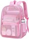 LEDAOU Mesh Backpack for Kids Girls SemiTransparent Mesh School Backpack Bookbag Lightweight Casual Daypacks for Beach GymPink