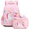 Octsky Backpack for Girls Kids School Backpacks with Lunch Box Preschool Kindergarten BookBag Set With Chest Strap Candy Unicorn Pink