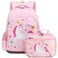 Octsky Backpack for Girls Kids School Backpacks with Lunch Box Preschool Kindergarten BookBag Set With Chest Strap Candy Unicorn Pink