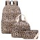 Kouxunt Leopard Girls School Backpacks for Kids Teens 3in1 School Bag Bookbags Set with Lunch Bag Pencil Case