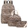 Kouxunt Leopard Girls School Backpacks for Kids Teens 3in1 School Bag Bookbags Set with Lunch Bag Pencil Case