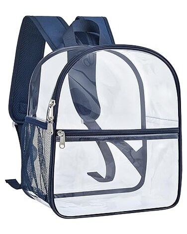 Paxiland Clear Backpack Stadium Approved 12126 with Reinforced and Wider Shoulder Straps Small Clear Bag for Schools Concerts Work Festivals and Sporting Events Navy