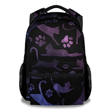 COOPASIA Cat Backpack for Girls Boys 16 Cat Theme Bookbag with Durable Adjustable Straps Lightweight School Bag with Large Capacity