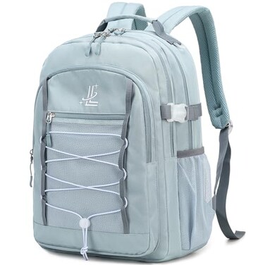 Lanola Travel Backpack Durable Middle Schoolbag Travel Bag for Men Women Lightweight College Student Backpack Gray Blue