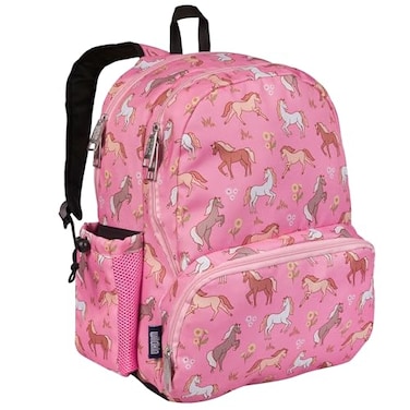 Wildkin Kids 17 Inch Backpack for Girls Elementary School Backpack with Padded Straps Multiple Pockets Lightweight Bookbag for School Travel Ages 815 Wild Horses