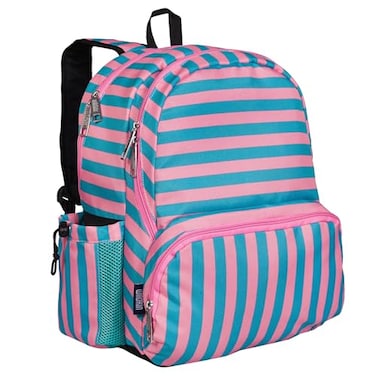 Wildkin Kids 17 Inch Backpack for Girls Elementary School Backpack with Padded Straps Multiple Pockets Lightweight Bookbag for School Travel Ages 815 Pink Stripes