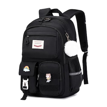 MUSEVOS Girls Backpack for Kids Teenage Elementary Middle High School Backpacks Lightweight Water Resistant Bookbag Multiple Compartments large Capacity Black