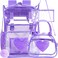 ZLYERT 17 Sequin Clear Backpack for Girls 3Pcs Sparkle Flip Design Stadium Approved Set Waterproof CampusSchool Transparent Bookbag Purple