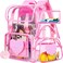 ZLYERT 17 Sequin Clear Backpack for Girls 3Pcs Sparkle Flip Design Stadium Approved Set GymConcert Transparent Bookbag Pink