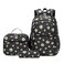 YJMKOI 3Pcs Daisy Prints Backpack for Girls MiddleSchool Elementary Students Bookbag Set with Lunch Box Black