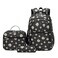 YJMKOI 3Pcs Daisy Prints Backpack for Girls MiddleSchool Elementary Students Bookbag Set with Lunch Box Black