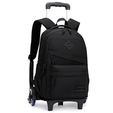 Mfikaryi Rolling Backpack Kids Wheeled Backpack with 6 Wheels Adjustable Black