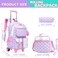 Meetbelify Girls Rolling Backpack with Wheels Cute Kawaii Carry On Backpack for Elementary Students Purple