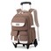 LANSHIYA Solid Color Rolling Backpack for Girls Boys Cute Elementary school bag with wheelsBrown Trolley Bags for Travel