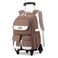 LANSHIYA Solid Color Rolling Backpack for Girls Boys Cute Elementary school bag with wheelsBrown Trolley Bags for Travel