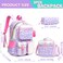 Meetbelify Aesthetic Backpack with Lunch Box for Elementary Students Cute School Bag for Girls 810 Purple
