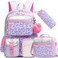 Meetbelify Aesthetic Backpack with Lunch Box for Elementary Students Cute School Bag for Girls 810 Purple