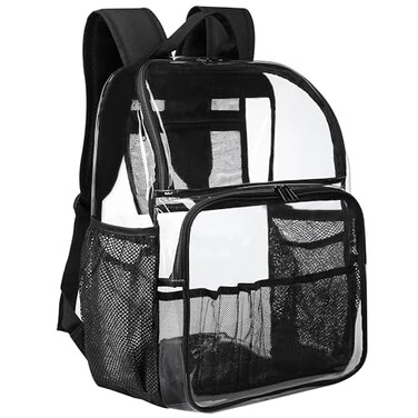GiMiUiTo Clear Backpack18 See Through Backpack School Approved Heavy Duty Clear Bookbag Transparent Bag for College Work Travel SecurityBlack