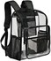 KUI WAN Clear Backpack for School Large Clear Bookbag with MultiPockets PVC Transparent Backpack for Boys Girls Black