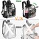 KUI WAN Clear Backpack for School Large Clear Bookbag with MultiPockets PVC Transparent Backpack for Boys Girls Black