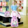 KLFVB Rolling Backpack for Girls Kids Sequins Roller School Bag with Lunch Bag Sequins Wheeled Bookbag for Children Pink Cat